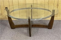Oval Glass Topped Coffee Table