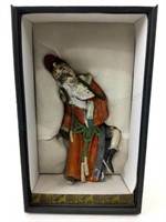 Asian Ceramic Male Fan Dancer In Display Box