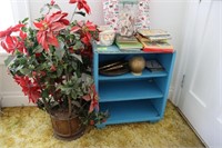 Painted Bookcase, Books, Poinsettia