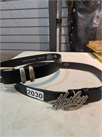 Black Leather Belt w/Harley-Davidson Buckle
