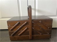 Vintage Wood Expanding Sewing Box