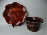 Lot of 2 Chinese Wood Dishes