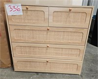 $269 - Elsbeth Wood and Natural Rattan 5 Drawer