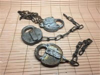OLD METAL LOCKS WITH PARTIAL CHAINS