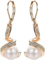 Gold-pl. .80ct Gray Pearl & White Topaz Earrings