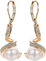 Gold-pl. .80ct Gray Pearl & White Topaz Earrings