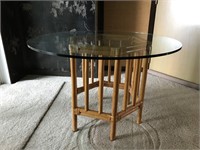 Bamboo table with glass top