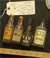 4 mini sample whiskey bottles Old Grand Dad & more