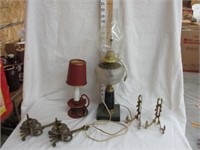 (2) Lamps & Brass candleholders