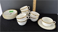 Minton 24 k Gold Rose 8 tea cups and 7 saucers