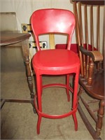 Retro Red Metal Stool - Pick up only