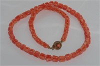 Vintage pink coral necklace with silver gilt clasp