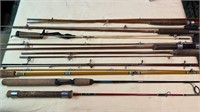 Variety lot of antique fly fishing rods, includes