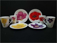 Floral Coffee Cups and Plates.