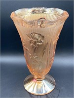Carnival Glass Marigold Iris & Herringbone Vase