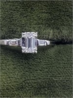 14K WG .25 Emerald Cut Diamond Ring Sz 4.75