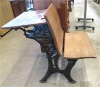 Antique Wood & Iron School Desk