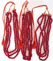 RED SPINEL BEADED NECKLACES - LOT OF 3 - 2296 CTW