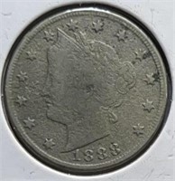 1888 Liberty V  Nickel VG