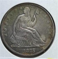 1875 Seated Half Dollar AU