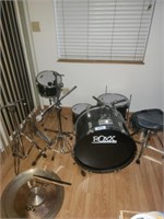 ROXX DRUM SET- 5 DRUMS- CYMBALS- STANDS- CHAIR