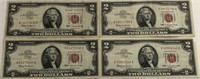 (4) 1963 Red Seal $2 Bills