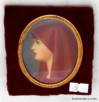 Signed Portrait Miniature of St. Fabiola by Hermo