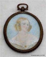 George lll  Portrait Miniature Young Lady