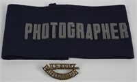 WWII US ARMY PHOTOGRAPHER ARMBAND COLLAR INSIGNIA