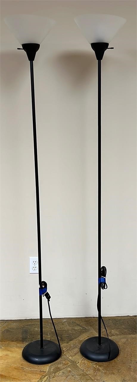 Standing Black Metal Lamps(2) with Plastic Shades