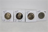 (4) Kennedy Half Dollars 1979 P,D BU and 2-S Proof