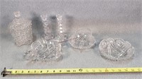 Clear Cut Crystal Candy Dishes & Candle Sticks