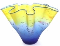 Curtiss Brock Signed Art Glass Handkerchief Vase