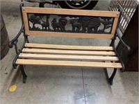 CAST IRON AND WOODEN CHILDS BENCH