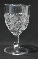 Early Pressed Glass Goblet - Diamond Medallion