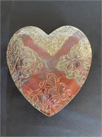 Glazed Ceramic Heart Hanging Pocket -Signed