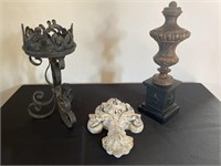 Distressed Finial & Sconce Decor (3)