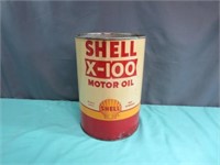 Very Nice Vintage 5 Quart Shell X-100 Motor Oil
