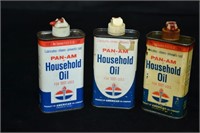 3pcs Pan-Am 4oz Household Oil Cans