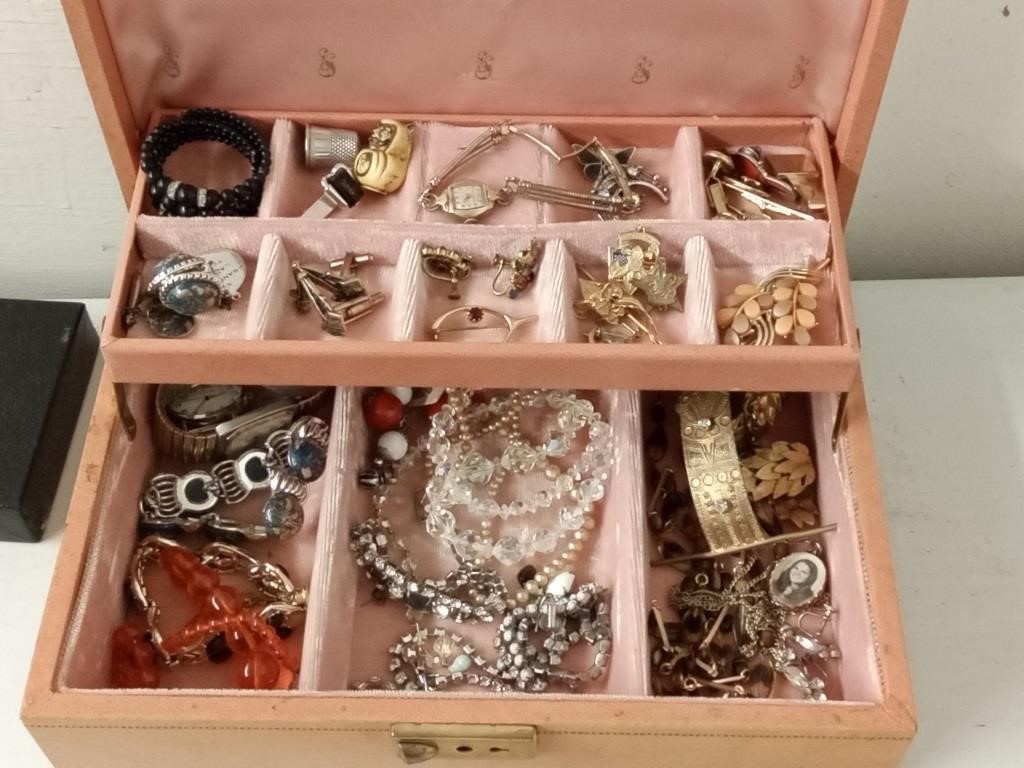 box of vtg costume jewelry