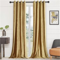 BULBUL Velvet Gold Curtains 84 inch Length-