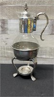 Vintage Silver Plated Glass Coffee Carafe With War