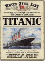 NEW! Titanic Metal Sign, Vintage 8" x 12"