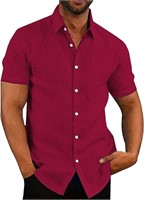 COOFANDY Men's Casual Linen Shirt Short Sleeve