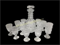 Crystal Cut Decanter and Stems