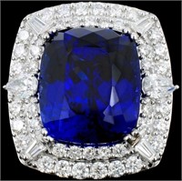 18K Gold 24.35ct Tanzanite & 3.53ct Diamond Ring