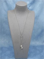 Sterling Silver Necklace W/Faux Pearl Necklace
