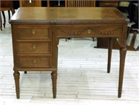 Louis XVI Style Carved Oak Desk.
