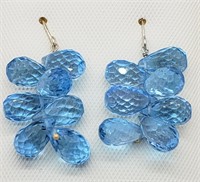 14K White Gold Blue Topaz (20cts) Earrings