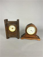 (2) Gilbert Wood Case Shelf Clocks